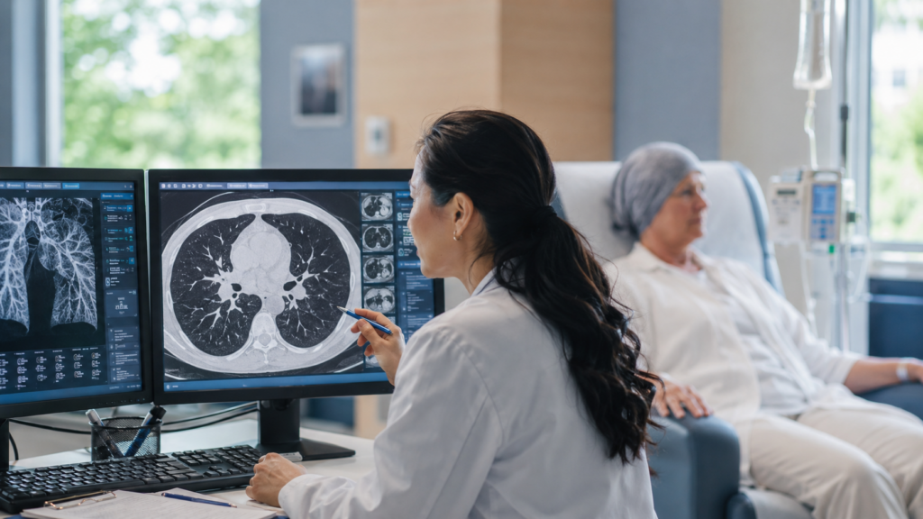 Representative image showing lung cancer imaging and oncology care, as Akeso Inc.’s ivonescimab survival results raise fresh questions about the future of standard NSCLC treatment.