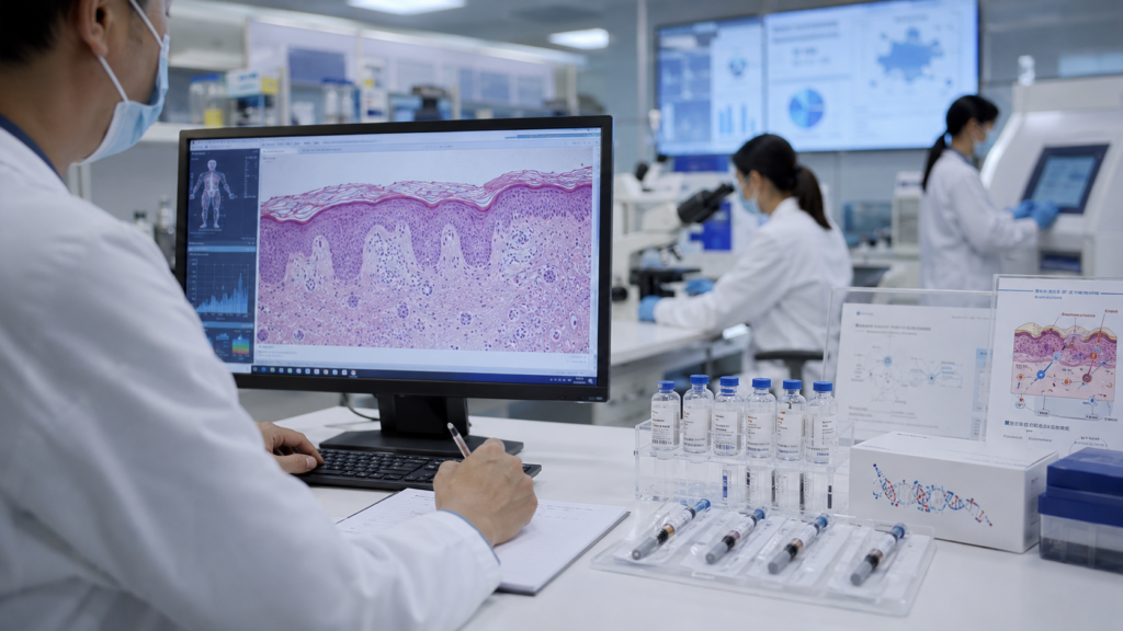 Representative image of biologics research as Akeso’s gumokimab approval strengthens China’s psoriasis drug market, autoimmune disease strategy, and domestic biotech growth story.