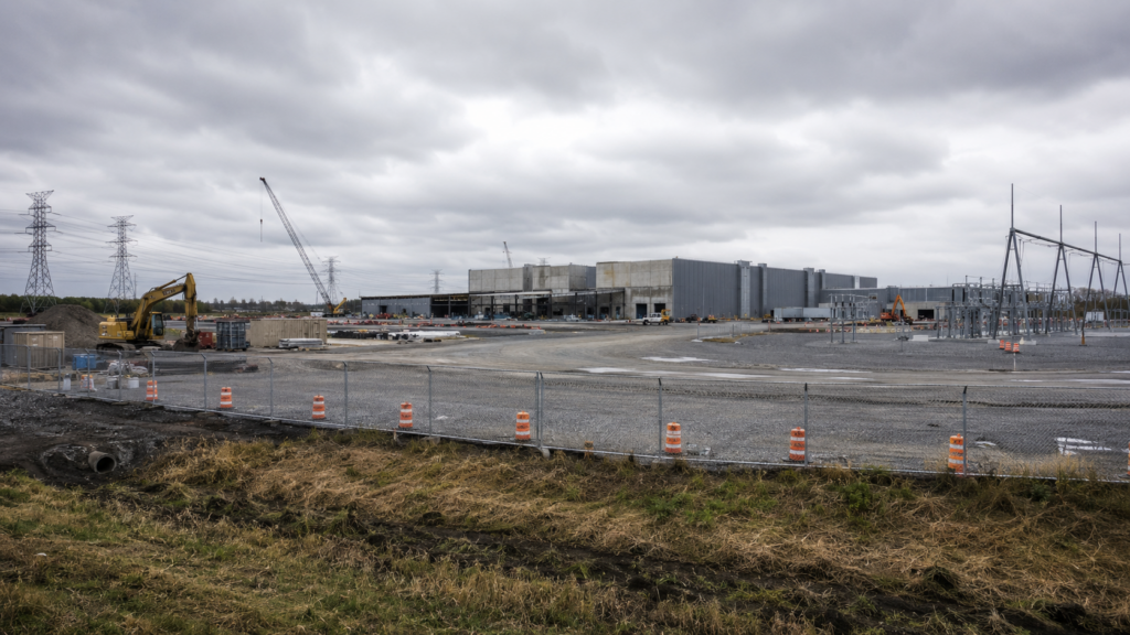 Representative image of a hyperscale data center construction site, as Alphabet Inc.’s Google Project Skyway delay in Minnesota highlights the rising permitting and energy risks behind America’s AI infrastructure boom.