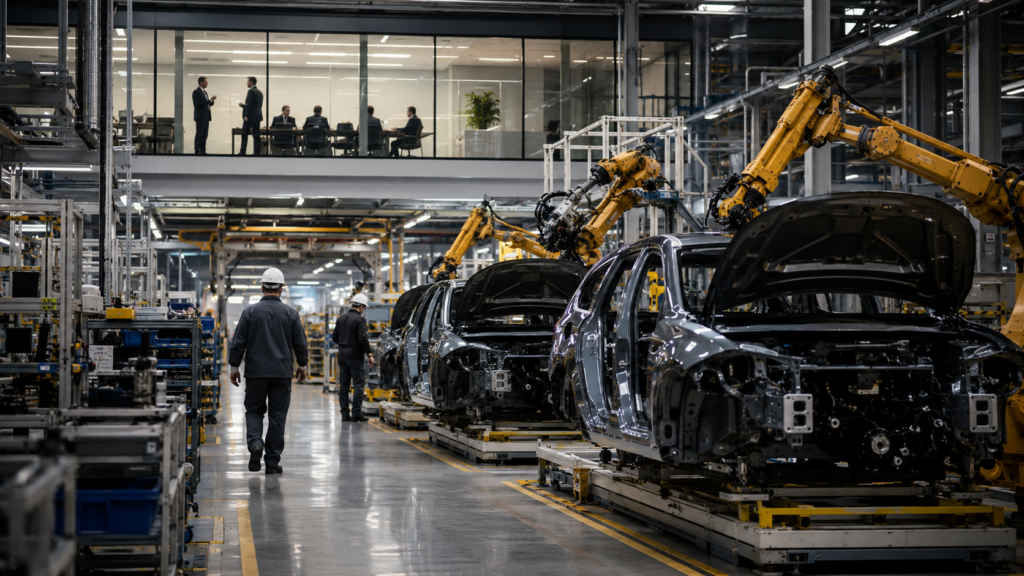 Representative image: A modern automotive assembly line highlights how BMW’s proposed workforce reduction, cost restructuring and Neue Klasse transition could reshape manufacturing jobs, operational efficiency and future hiring.