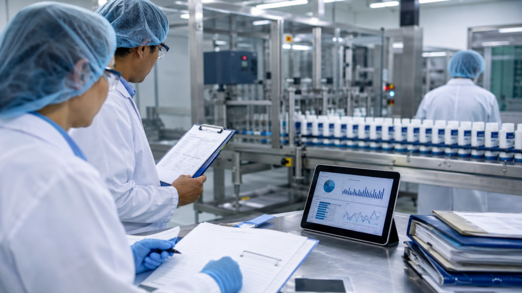 Representative image of a consumer healthcare manufacturing line under quality review, highlighting how Dabur India’s United States Food and Drug Administration import alert has put FMCG trust, regulatory compliance and investor sentiment in focus.