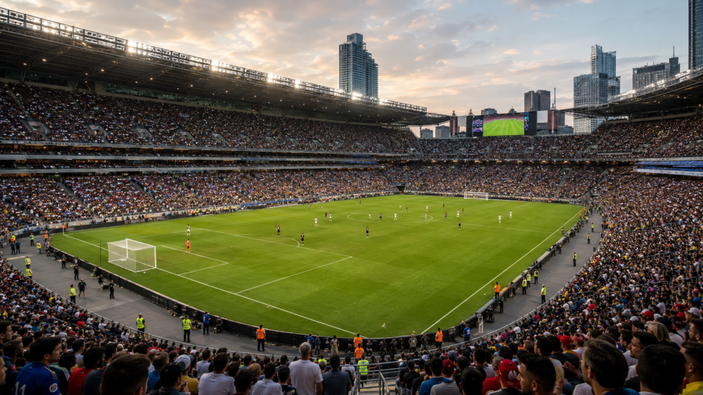 Representative image of a packed football stadium during a major international match, highlighting how FIFA World Cup 2026 will bring together 48 teams, 16 host cities and global fan demand across the United States, Canada and Mexico
