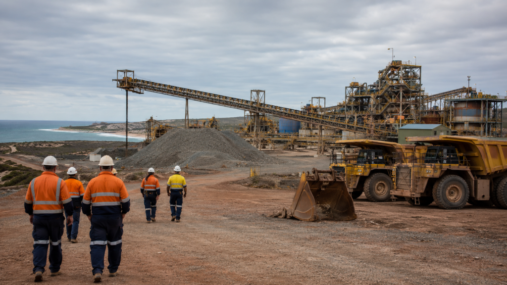 Representative image: Mining workers leave a remote processing site as Mineral Resources prepares to close the Lucky Bay garnet operation, putting about 110 jobs at risk only months after acquiring the Western Australian asset.