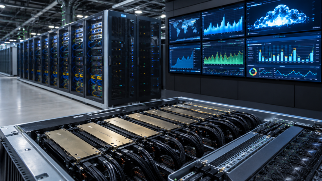Representative image of AI data center infrastructure as Oracle Corporation’s record cloud growth and $638 billion backlog put ORCL stock, capital spending, and artificial intelligence infrastructure costs under sharper investor scrutiny.