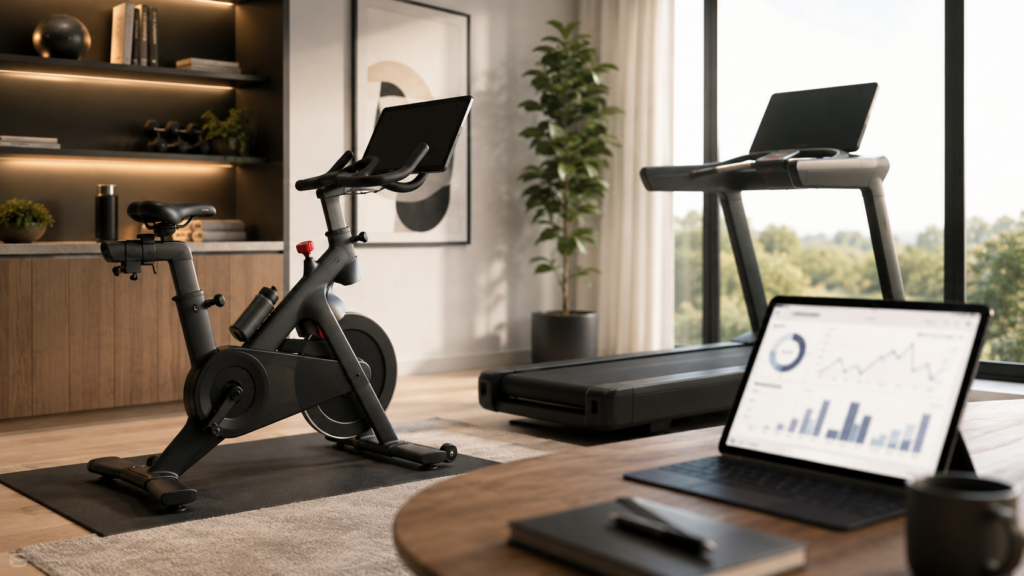 Representative image: A connected-fitness bike, treadmill and digital performance dashboard reflect Peloton’s appointment of Sid Thacker as chief financial officer and its push to convert stronger cash flow into subscription growth, artificial intelligence services and a sustainable turnaround.