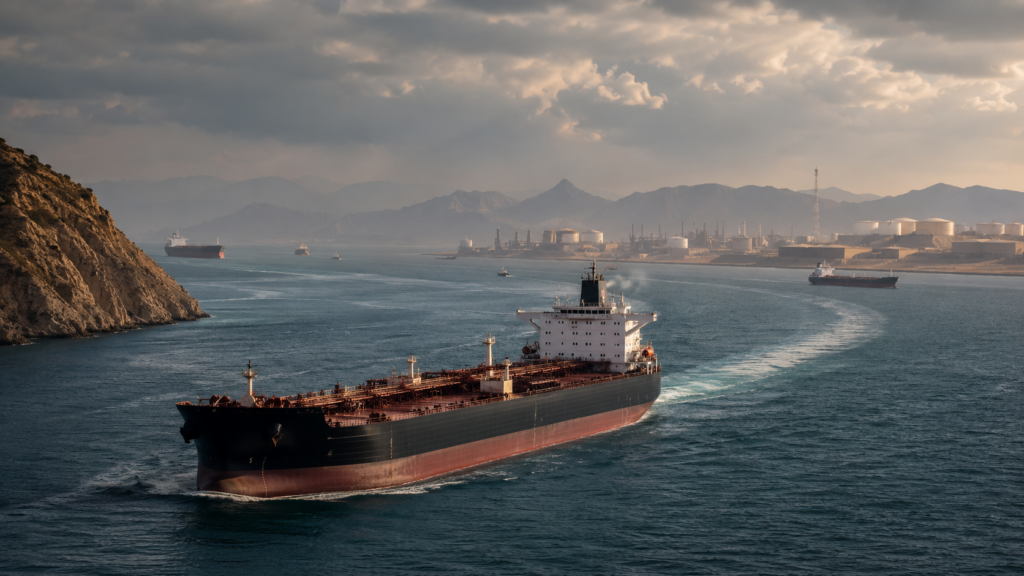 Representative image of crude oil tankers near Gulf port infrastructure, illustrating how the United States-Israel-Iran conflict is forcing energy markets to rethink oil supply chains beyond the Strait of Hormuz.