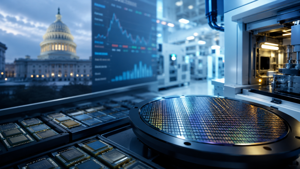 Representative image of a semiconductor fab and policy backdrop as Taiwan Semiconductor Manufacturing Company Limited faces U.S. scrutiny over patents and export controls while TSM stock remains driven by strong AI chip demand.