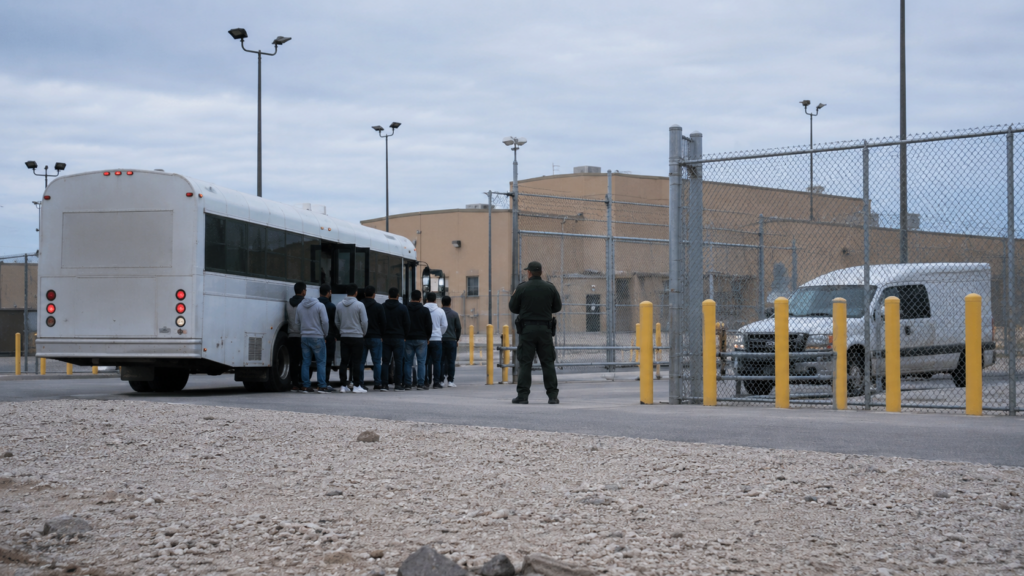 Representative image of a secure United States immigration detention facility, reflecting new ICE detainee data showing how President Donald Trump’s immigration crackdown has expanded beyond violent felony cases.