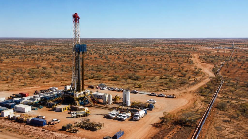 Representative image of remote gas drilling infrastructure in Australia, illustrating how Tamboran Resources Corporation’s Falcon Oil & Gas acquisition could reshape the Beetaloo Basin energy story.