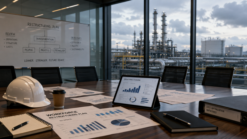An oil and gas restructuring strategy room reflects BP’s planned 700 job cuts as Chief Executive Officer Meg O’Neill simplifies operations, reduces costs and reshapes the energy major’s global asset portfolio. Representative image.