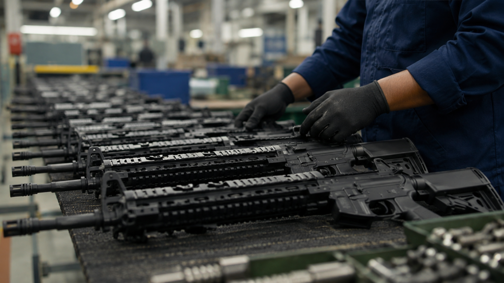 Bharat Forge’s ₹1,661.9 crore Indian Army CQB carbine order moves toward its crucial FY27 production phase, testing the defence manufacturer’s ability to scale indigenous small-arms output and convert a major order book into revenue. Representative image.