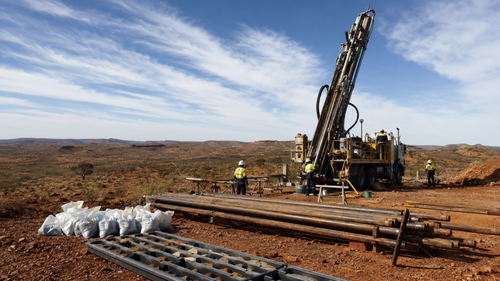 Representative image: Reverse circulation drilling at a remote Australian gold exploration site, illustrating High-Tech Metals Limited’s Mt Fisher Gold Project assay campaign and the search for resource growth beyond the existing mineralised footprint.