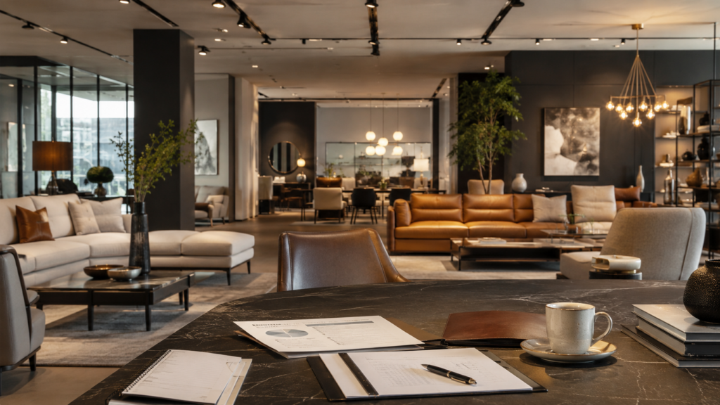 A premium furniture showroom reflects Roche Bobois’ leadership transition as Éric Amourdedieu takes control of the luxury interiors group amid weaker revenue, softer orders and pressure to revive international growth. Representative image.