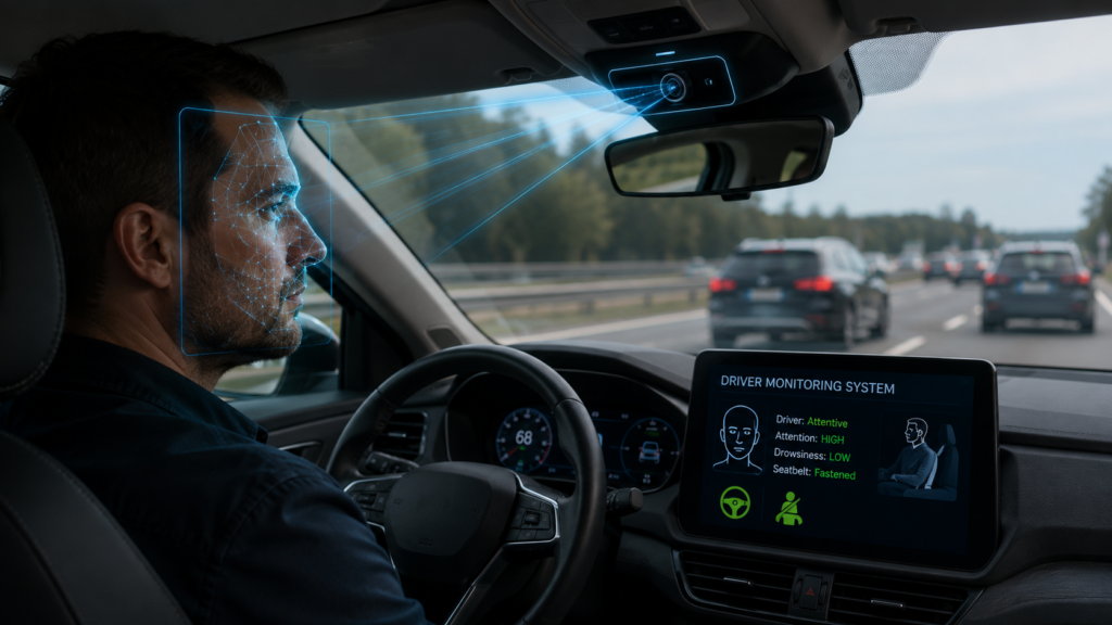 Representative image of in-vehicle driver-monitoring technology as Seeing Machines Limited scales automotive royalties and production volumes ahead of a crucial October 2026 refinancing deadline.
