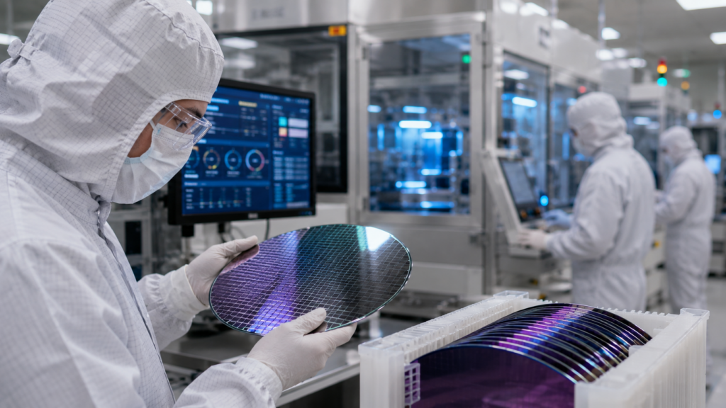 IQE plc manufactures advanced compound-semiconductor wafers used in artificial intelligence data centres, optical communications, defence, satellites, smartphones, automotive sensors and power electronics. Representative image.