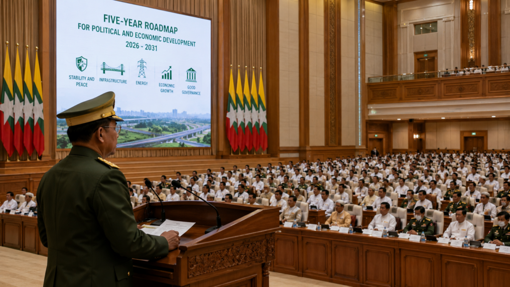 Myanmar President Min Aung Hlaing’s five-year roadmap links infrastructure, energy and economic development promises with delayed elections, continued military conscription and rejection of the Association of Southeast Asian Nations peace framework. Representative image.