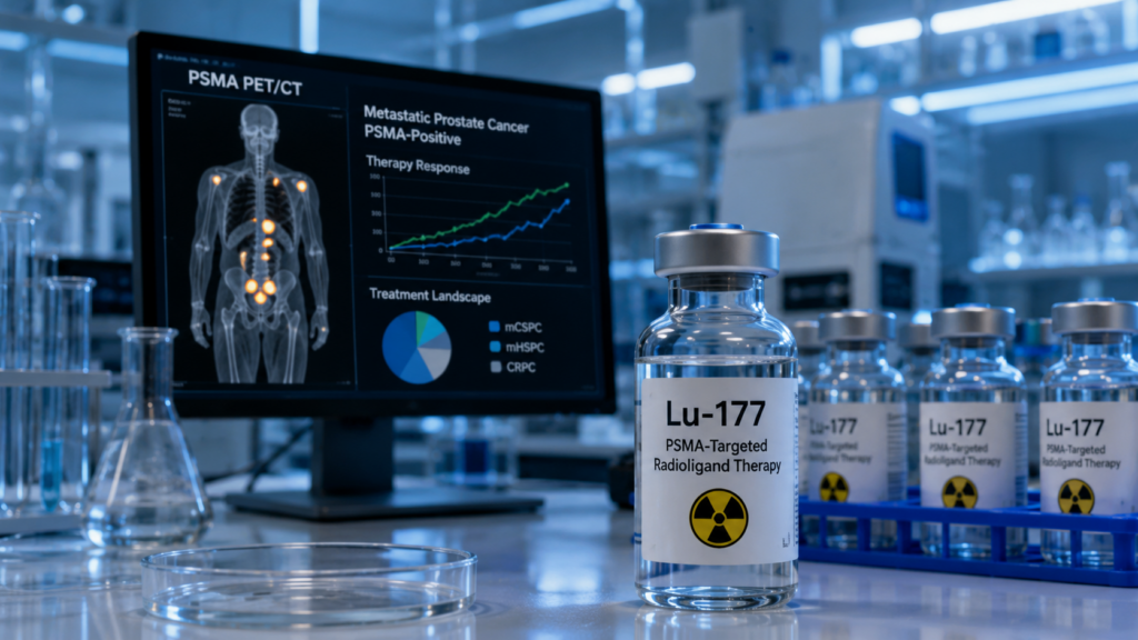 Novartis AG’s expanded US Food and Drug Administration approval for Pluvicto moves PSMA-targeted radioligand therapy into an earlier metastatic prostate cancer setting, potentially widening access while testing the company’s manufacturing and commercial capacity. Representative image.