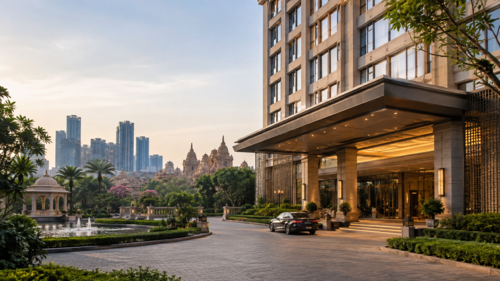 A contemporary hotel property illustrates Radisson Hotel Group’s plan to sign 10 new hotels across seven Indian states, targeting business, pilgrimage and leisure travel markets. Representative image.