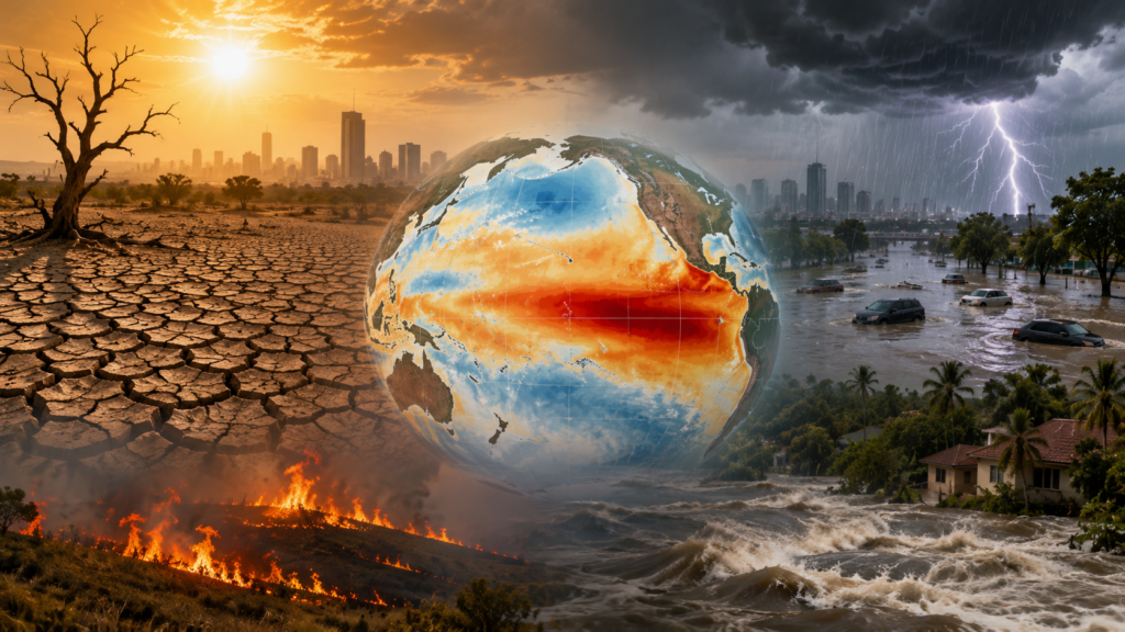A strengthening El Niño could push global temperatures higher from August through October 2026 while raising drought, flooding and extreme-weather risks across vulnerable regions. Representative image.