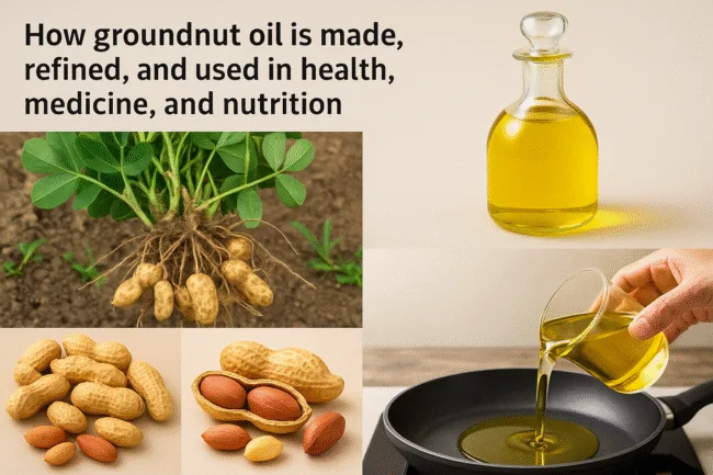 How groundnut oil is made, refined, and used in health, medicine, and nutrition