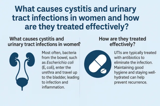 What causes cystitis and urinary tract infections in women and how are they treated effectively