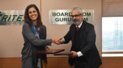 RITES CSO Manobendra Ghoshal and KOEL MD Ms. Gauri Kirloskar at the MoU signing event in Gurugram