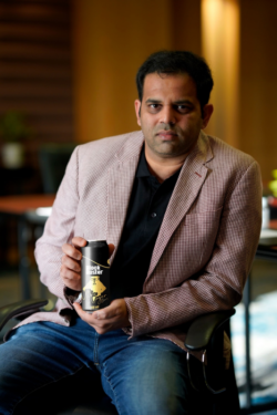 American Brew Crafts CEO Nagendra Tayi with the new Blockbuster Ultra Lager Can