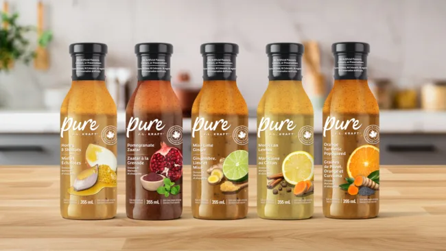 Kraft Heinz unveils Pure J.L. KRAFT, a new line of natural dressings and marinades in Canada, offering unique flavors without artificial additives.