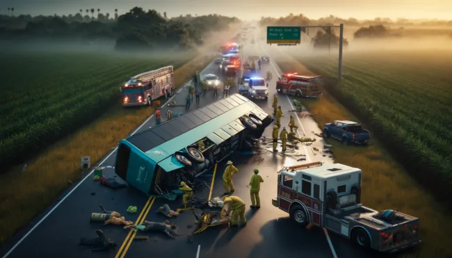 Eight killed and thirty-eight injured in a tragic bus crash in central Florida.