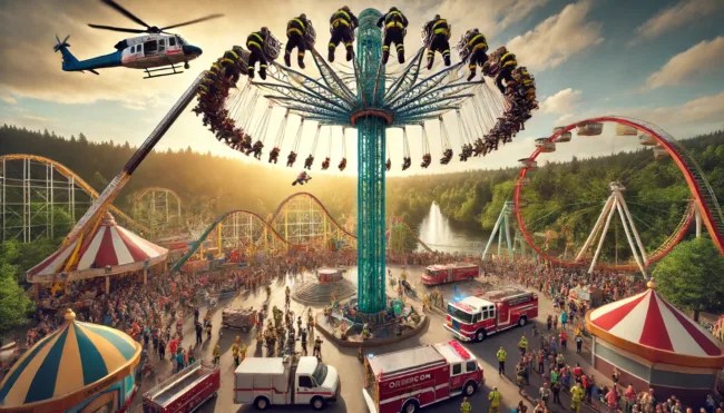 The dramatic rescue of 28 people from an upside-down ride at Oaks Amusement Park in Oregon, showcased effective emergency response and safety measures.