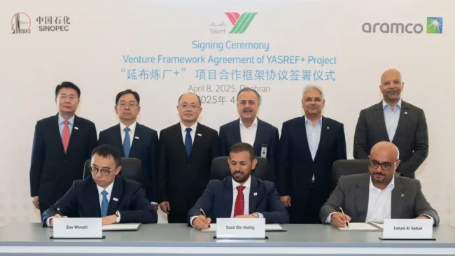 Aramco and Sinopec sign strategic framework to expand Yasref petrochemical complex