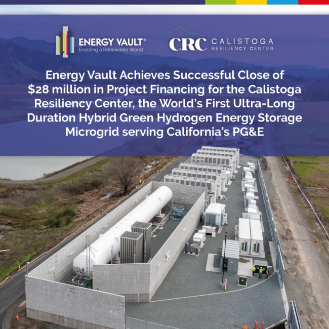 Energy Vault advances climate resilience with Calistoga Resiliency Center green hydrogen microgrid