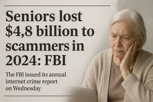 FBI: Older Adults Lost $4.8 Billion to Online Scams in 2024, Up 33% Year-on-Year