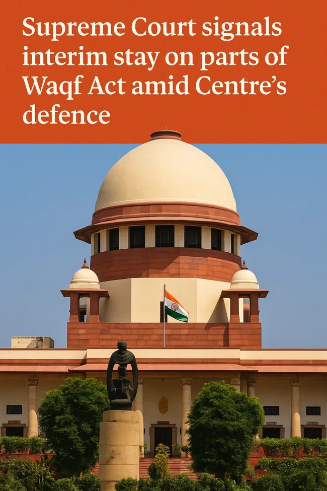 Supreme Court signals interim stay on parts of Waqf Act amid Centre's defence