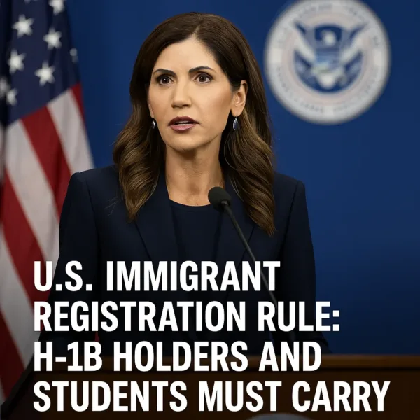 Representative image: U.S. Mandates Immigrant Registration: H-1B Holders and Students Must Carry Documentation
