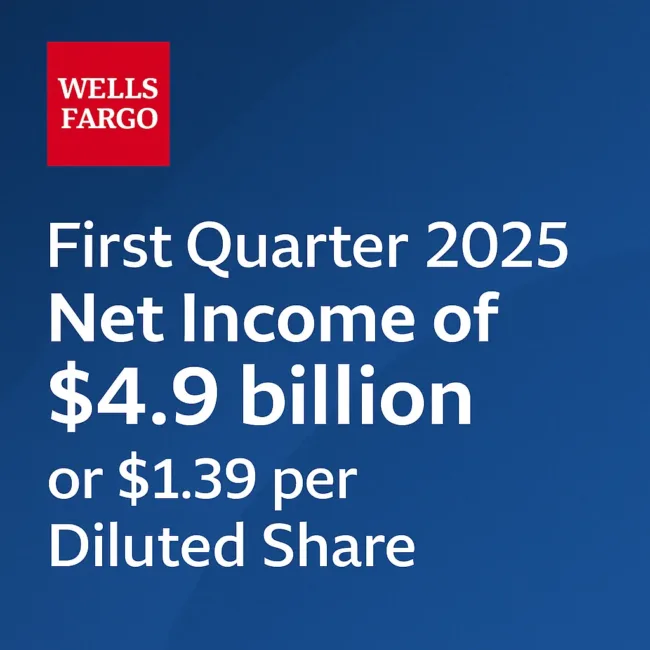 Wells Fargo posts $4.9 billion Q1 2025 net income as earnings climb 6% year-over-year
