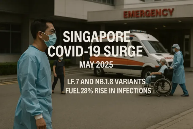 Representative image of Singapore’s healthcare response during COVID-19 surge in May 2025, as LF.7 and NB.1.8 variants fuel a 28% rise in infections.