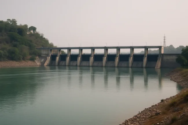 Representative image: Nangal Dam on the Sutlej River, Punjab, under tight security amid Punjab-Haryana water dispute; BBMB order defied by state authorities.