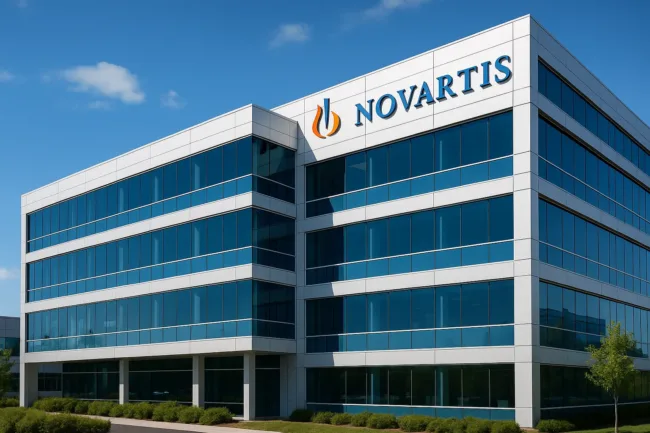 Novartis headquarters building showcasing its global pharmaceutical leadership and expansion in renal disease treatments through the Regulus Therapeutics acquisition.
