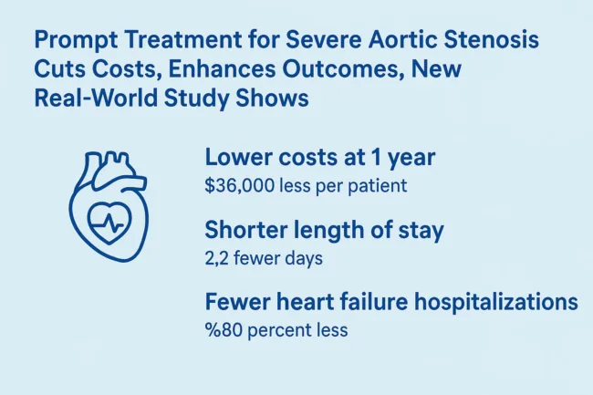 Prompt treatment for severe aortic stenosis cuts costs, enhances outcomes, new real-world study shows