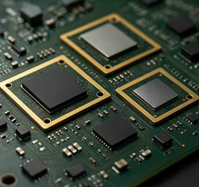 Representative image of Astera Labs–style interposer chiplets and PCIe/CXL modules driving billion-dollar acquisition interest in next-generation AI infrastructure.