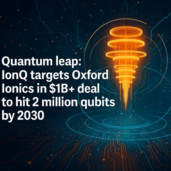 Representative image illustrating IonQ’s vision to scale quantum computing through its targeted acquisition of Oxford Ionics and 2 million qubit roadmap