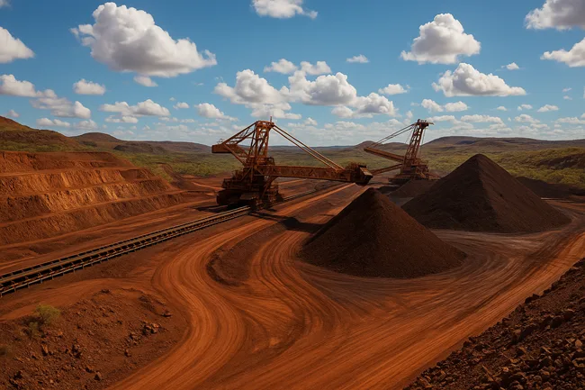 Representative image of an iron ore mine in the Pilbara, highlighting the scale and terrain central to Australia's resource dominance.