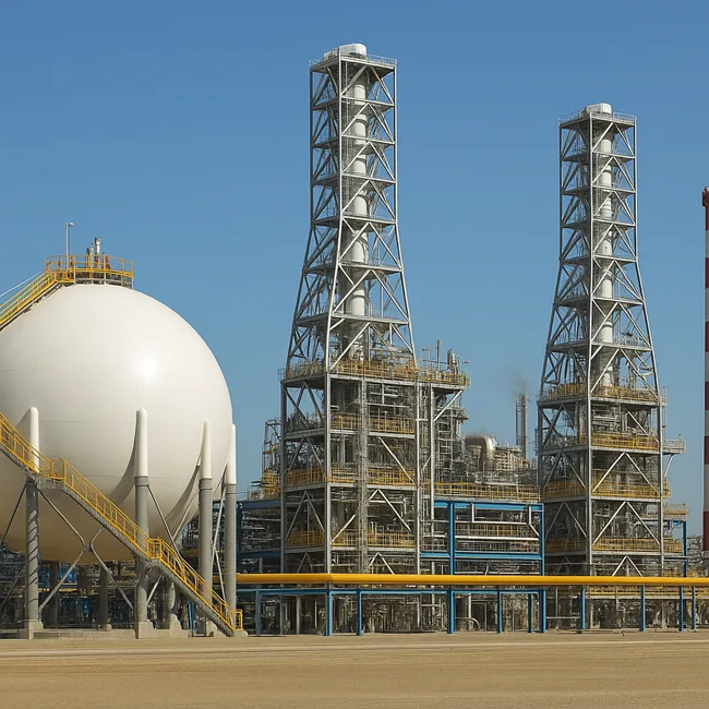 Representative image of the Ruwais LNG terminal concept, showcasing all-electric liquefaction infrastructure designed to reduce carbon emissions by up to 90%.