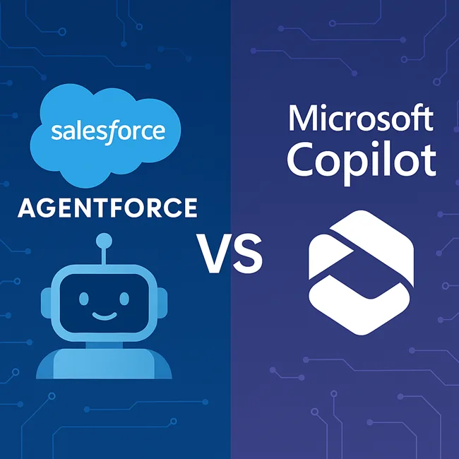 Representative image of Salesforce Agentforce and Microsoft Copilot platforms, reflecting their AI integration across CRM and enterprise productivity.