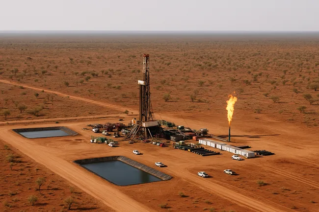 Representative image of Tamboran Resources’ horizontal shale gas drilling operations in Australia’s Beetaloo Basin, where the SS-2H ST1 well achieved a record 7.2 MMcf/d flow rate.