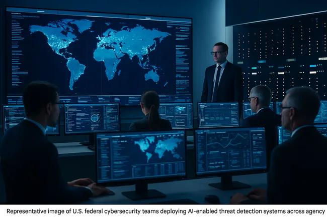 Representative image of U.S. federal cybersecurity teams deploying AI-enabled threat detection systems across agency networks
