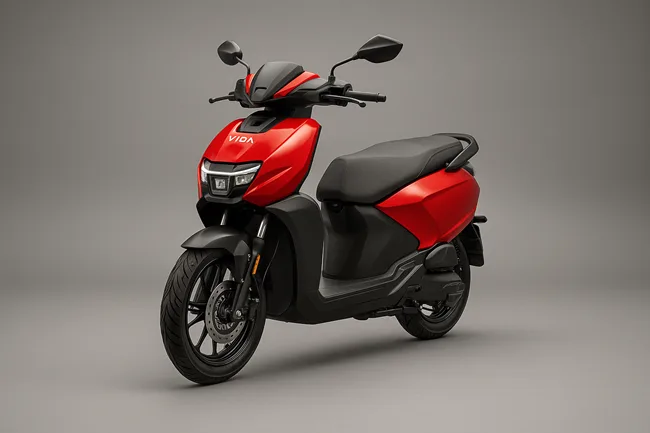 Representative image of VIDA electric scooter by Hero MotoCorp, showcasing its sharp red-and-black design, aerodynamic bodywork, and urban EV styling.