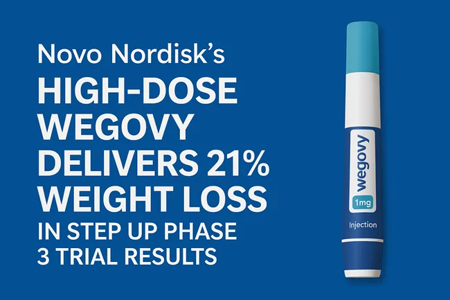 Representative image of Wegovy obesity treatment, reflecting Novo Nordisk's new 7.2 mg dose data from the STEP UP trial