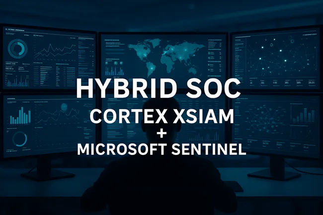 Representative image: A hybrid Security Operations Center integrating Palo Alto Networks’ XSIAM and Microsoft Sentinel, visualized as the future model for AI-native enterprise cybersecurity.